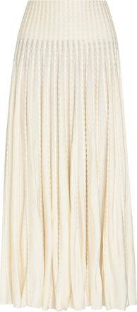 Alaia Textured Knit Midi Skirt - White - 38 (UK10 / S)