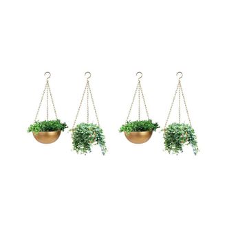 OEM Maceta Colgante Dorada 4x Con Drenaje, Soporte Semicircular Para Plantas De Interior, Maceta De Techo Ligera