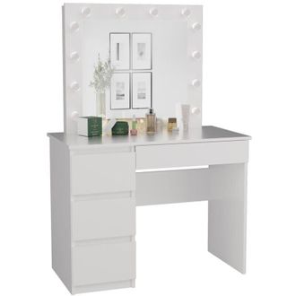 Topeshop Topeshop - carol - Vanity desk with mirror + led lighting - 4 drawers - 98x76x51 cm - Office