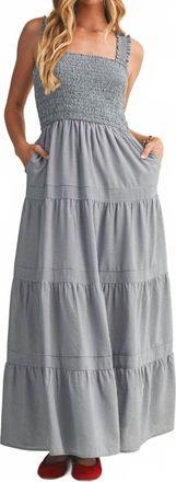 Mustard Seed Square Neck Smocked Tiered Maxi Dress In Denim
