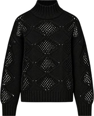 Liu Jo Dolcevita con perline e lavorazione traforata - - Knitwear - Donna - Nero - M