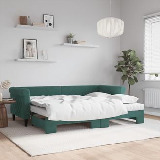 vidaXL Vidaxl - Sof&aacute; Cama Nido Con Colch&oacute;n Terciopelo Verde Oscuro 80x200 Cm