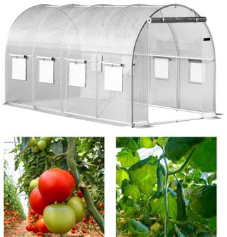 OEM T&uacute;nel De Jard&iacute;n De Aluminio Blanco Para Invernadero, 6x3x2m, 18m&sup2;, 2 Paquetes