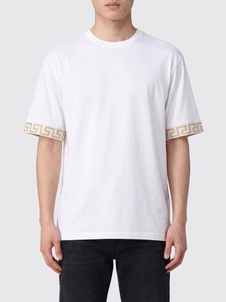 Versace T-shirt in misto nylon con fantasia Greca e scollo rotondo