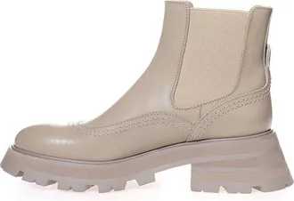 Alexander McQueen Womens Beige Leather Chelsea Boots