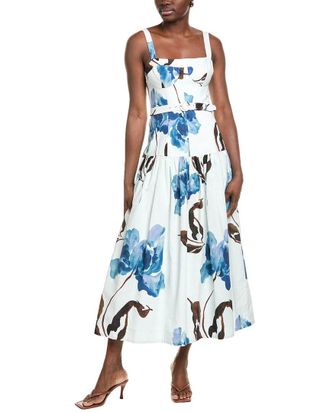 Nicholas Lidia Linen Blend-Midi Dress