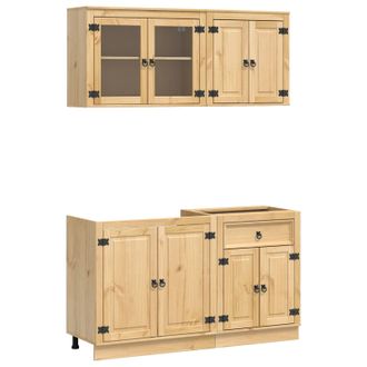 vidaXL Armario Ski 4 Uds. Marr&oacute;n Miel Madera De Pino Macizo Vidaxl
