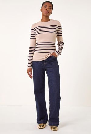 Roman Stripe Ribbed Crew Jumper
