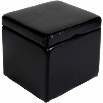 Hhg Hhg - Nunca Usado] Taburete Cubo Taburete Taburete Con Caja De Almacenamiento Onex, Con Tapa, Cuero + Cuero Sint&eacute;tico, 45 X 44 X 44 Cm Mvg, Negro