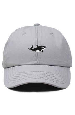 Dalix Killer Whale Embroidered Dad Hat in Gray at Nordstrom