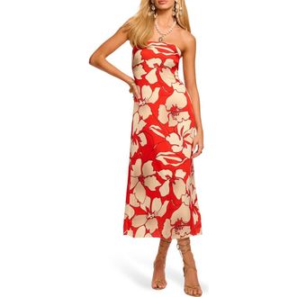 Ramy Brook Kamilla Floral Strapless Dress in Crimson Floral at Nordstrom, Size 12