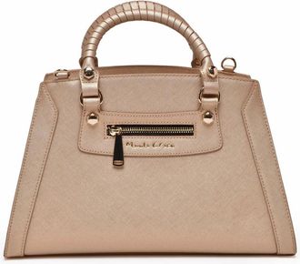 Manila Grace Gold Medium Trapezoidal Polyurethane Shoulder Bag
