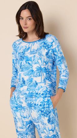 The Cats Pajamas Pima Knit Simple Set in Palm Grove Blue at Nordstrom, Size X-Large
