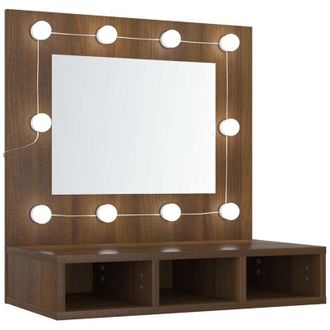 vidaXL Mueble Con Espejo Y Led Marr&oacute;n Roble 60x31,5x62 Cm Vidaxl