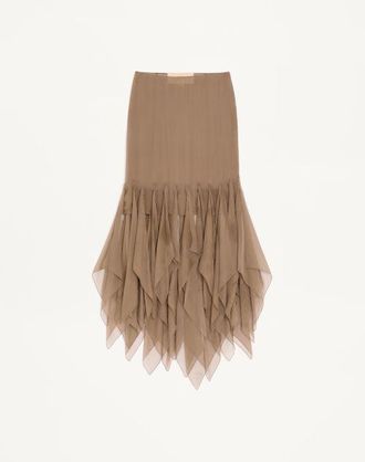 Valentino Gonna Asymmetrica In Chiffon Donna VERDE MILITARE 38