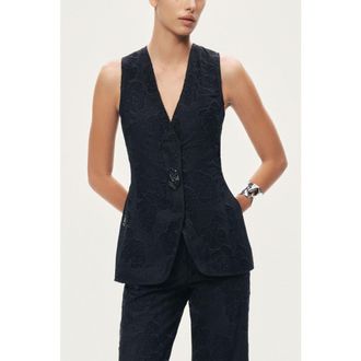 Nocturne Textured Tailored Vest in Black at Nordstrom, Size X-Small Eu