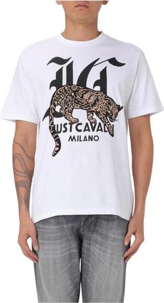 Just Cavalli Jaguar Graphic Tee - Heren - T-shirts - Wit - L - Katoen - Tops