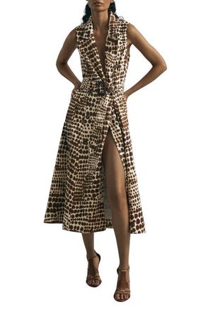 Reiss Concordia Print Belted Sleeveless Maxi Dress in Chocolate at Nordstrom, Size 10 Us