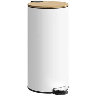 OEM Pattumiera A Pedale In Metallo Da 30 L Con Secchio Estraibile, Bianca