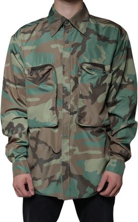 Dolce & Gabbana Multicolor Camouflage Button Down Mens Shirt (Pre-Owned)