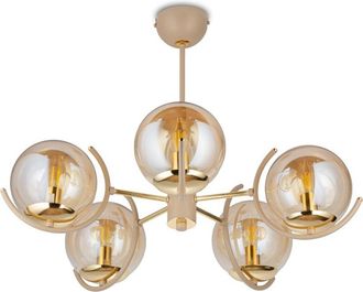 OEM L&aacute;mpara De Ara&ntilde;a Jacob De Cristal Beige, 5 Luces E14, 60 Cm