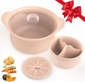 OEM Cesta Vaporera De Silicona Para Microondas De 1,2 Litros, Plegable, Mariscos, Sopas, Arroz, Libre De Bpa, Apta Para Lavavajillas (azul), 1 Unidad