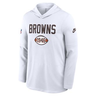 Nike Cleveland Browns Pass Accuracy Nike Mens Dri-FIT NFL Long-Sleeve Hooded Top in White | 03B910AQ93-D60