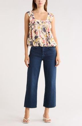 Melrose and Market Floral Ruffle Strap Tank in Ivory- Pink Jacobean Bloom at Nordstrom Rack, Size Xx-Large