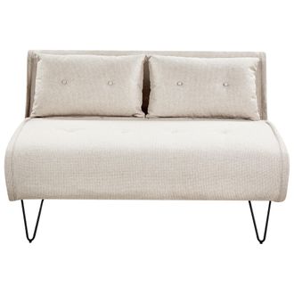 Beliani Sof&aacute; Cama Glamuroso 2 Plazas Con Cojines De Tela Beige Claro Vestfold
