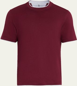 Brunello Cucinelli Mens Slim Fit Tipped T-Shirt