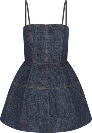 Fendi Bustier quilted cotton dress - Blauw