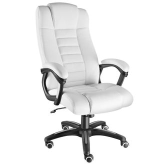 TecTake Office Chair Luxury - Ergonomic, Thick Padding, Padded Armrests in White