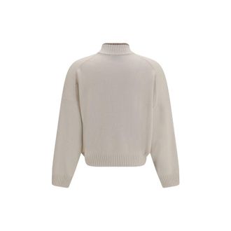 Brunello Cucinelli Embroidered Logo Cashmere Sweater - White