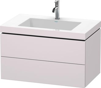 Duravit Lavabo Para Muebles Duravit L-cube C-bonded Con Base, Colgante, 80x48 Cm, 2 Cajones, Sin Rebosadero, 1 Agujero Para Grifo, Color: Blanco Lila Seda Lac