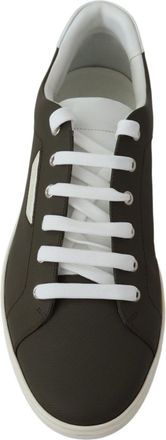 Dolce & Gabbana Mens White Green Leather Low Top Sneakers Shoes