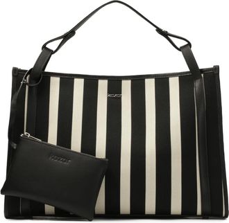 Kazar Grote gestreepte tote tas - Dames - Shoppers - Zwart - ONE Size - Leer - Tassen