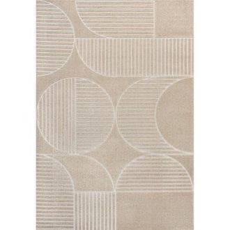 Jonathan Y Designs Nordby High-Low Geometric Arch Scandi Striped Indoor/Outdoor Area Rug in Beige/cream at Nordstrom, Size 5Ft 0In X 8Ft 0In