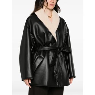 STAND Kathi Belted Faux-shearling-trim Jacket