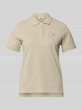 GANT Poloshirt mit Logo-Stitching und Polokragen in Sand, Gr&ouml;&szlig;e XXL