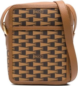 Bally Pennant monogram-pattern crossbody bag - men - Polyurethane - OS - Brown