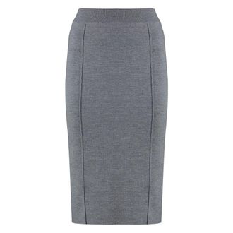 Pinko Pinko, Rokken, Dames, Grijs, M, Wol, Blend Wol Rok Elastische Taille