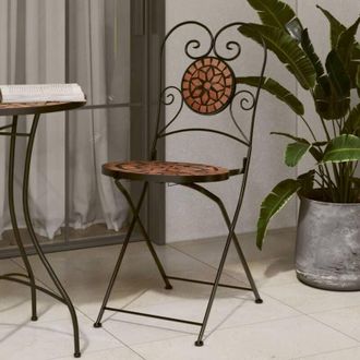 vidaXL Vidaxl - Sedie da Bistr&ograve; Pieghevoli 2 pz Terracotta in Ceramica