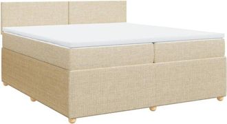 vidaXL Cama Box Spring Con Colch&oacute;n Tela Color Crema 200x200 Cm Vidaxl