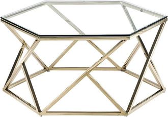 Pascal Morabito Tavolino in Vetro temperato e Acciaio inossidabile Dorato - KERIANE di Pascal MORABITO