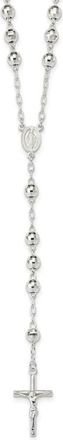 Diamond2Deal Sterling Silver Polished Rosary Necklace 26