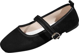 Generic Mary Jane Shoes for Women Wide Fit Comfortable Pumps Shoes Solid Color Lightweight Breathable Casual Foldable Ballet Flats Work Outdoor Black