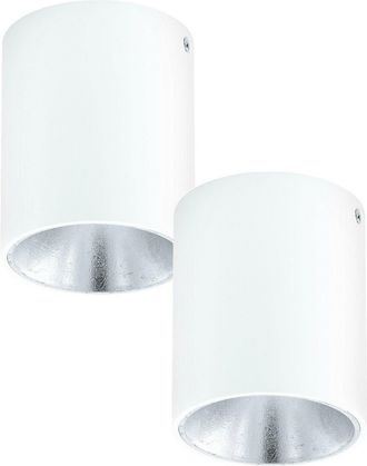 Loops 2 PACK Wall / Ceiling Light White & Silver Round Downlight 3.3W LED