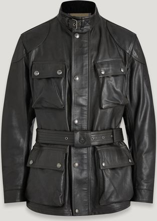Belstaff Trialmaster Motorcycle Jacket Mens Hand Waxed Leather Antique Black Size 2XL
