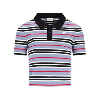 Celine Celine, Tops, Dames, Veelkleurig, M, Cropped Polo Triomphe Top