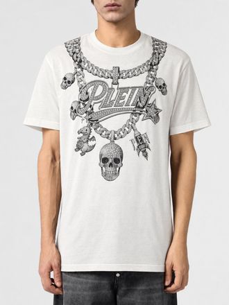 Philipp Plein T-shirt slim fit in cotone con stampa Skull a contrasto
